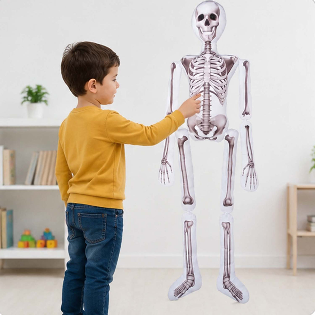 5 Ft Stuffed Skeleton Pillow Halloween Decoration – Life-Size Plush Prop