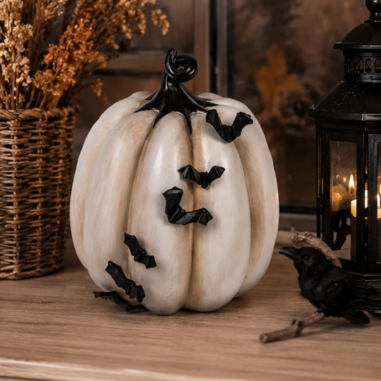 9 in. Halloween Crawling Bats Pumpkin Tabletop Decoration