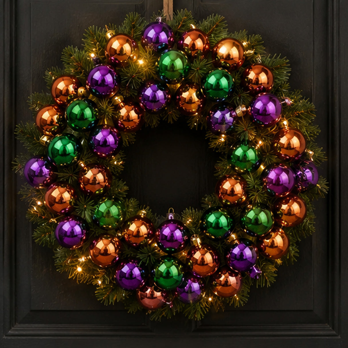 20 in. 50-Piece Halloween Orange, Green and Purple Ball Ornaments Set