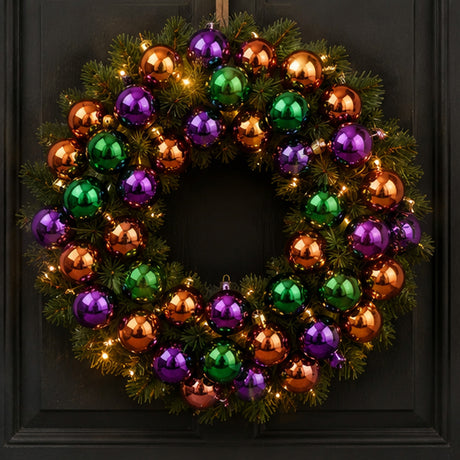20 in. 50-Piece Halloween Orange, Green and Purple Ball Ornaments Set