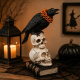 11IN Halloween Crow and Skulls Tabletop Decoration