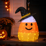 Halloween Pre-Lit Candy Corn Witch Outdoor Decoration with LED Lights (Plug-In)