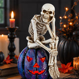 11IN Skeleton on Purple Galaxy Jack O Lantern LED Halloween Decor
