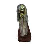 59IN Pre-Lit Animated Sound Activated Green Witch Halloween Decoration