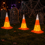 23 in Halloween Candy Corn Witch Hat LED Garden Stake Decor