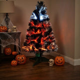 3 ft Black Fiber Optic Halloween Tree Candy Corn LED Plug In