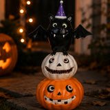 22IN Pre-Lit Bat on Pumpkins Halloween LED Tabletop Decor