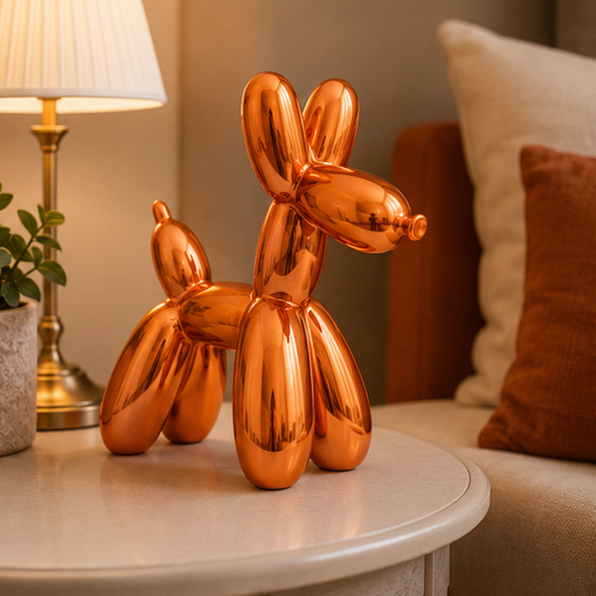 11IN Orange Balloon Dog Figurine Halloween Table Decor