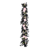 6FT Pink Carnation Halloween Garland with Silver Pumpkins