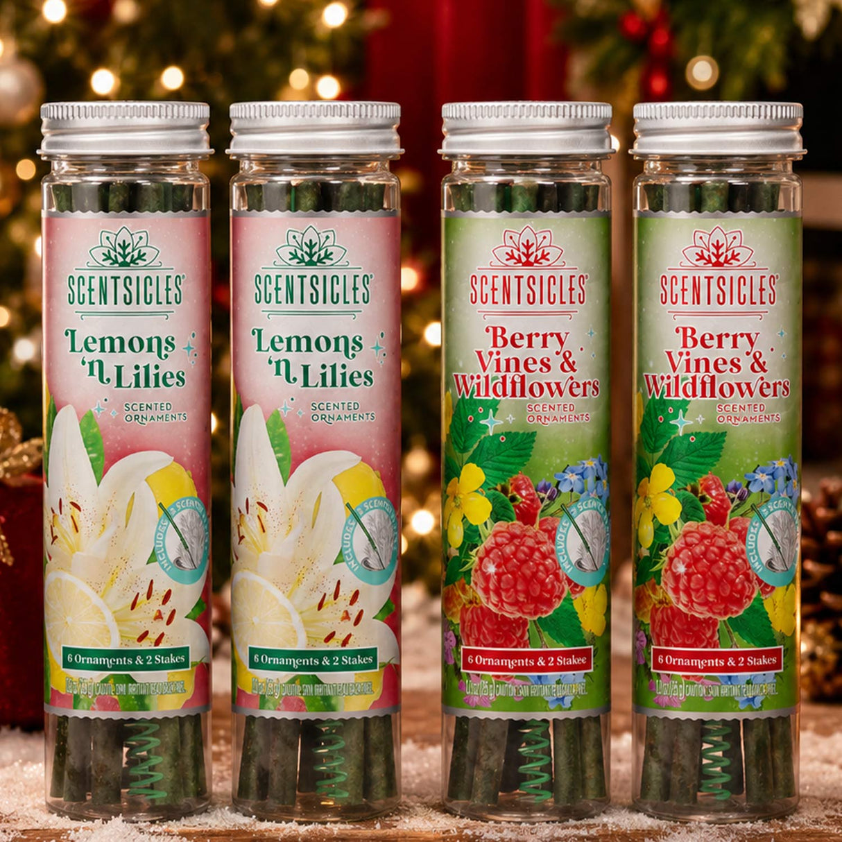 Scentsicles ,1 Lemon 'n Lilies/ 1 Berryvines Wildflowers Scented Sticks With Stakes