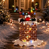47IN Pre-Lit Reindeer in Chimney Christmas Decoration with Multicolor LED Lights