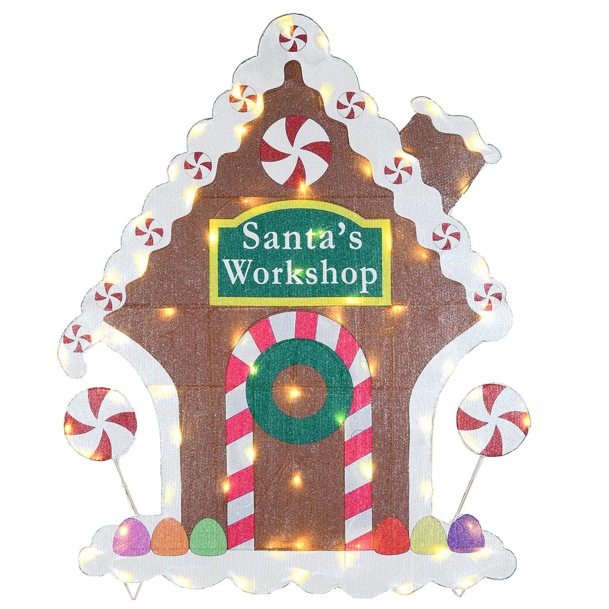 42IN Pre-Lit Gingerbread House Christmas Decoration with Warm White LED Lights