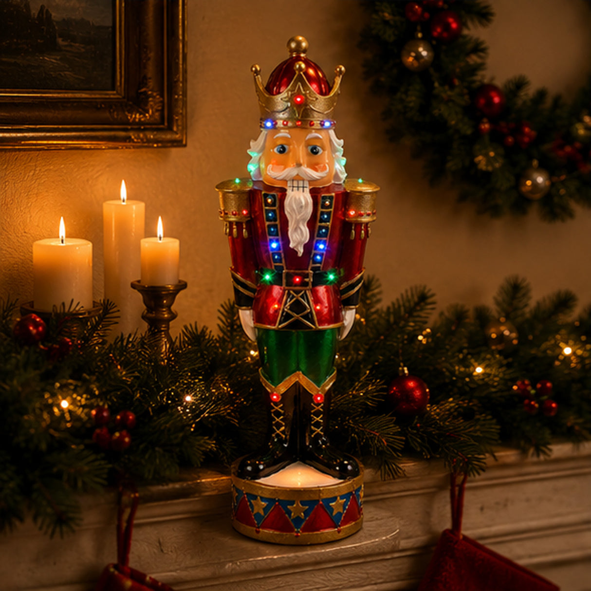 36IN Pre-Lit Nutcracker Christmas Decoration with Multicolor LED Lights Plug-In