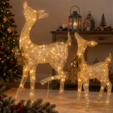 38IN & 28IN Pre-Lit Fawn and Doe Deer Decoration Set