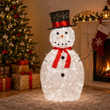 36 in. Pre-Lit Sisal Snowman Decoration with Cool White LED Lights
