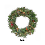 Pre-Lit 24 in. Glistening Pine Christmas Wreath with Warm White LED Lights