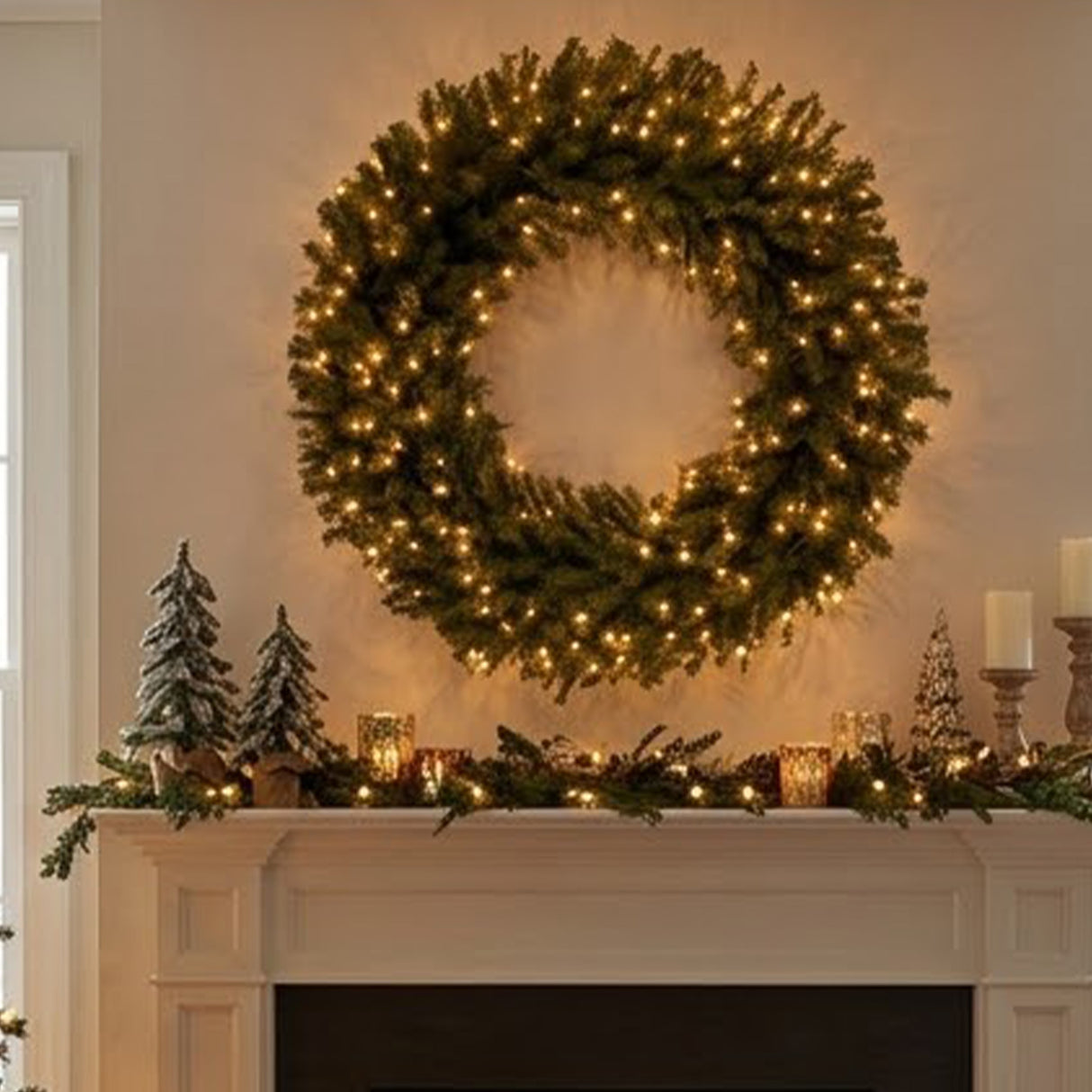 Pre-Lit 48 in. Norwood Fir Christmas Wreath with 300 Warm White LED Lights
