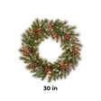Pre-Lit 30 Inc. Frosted Pine Berry Christmas Wreath With White LED Lights