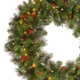 Pre-Lit 30 in. Crestwood Spruce Christmas Wreath with Twinkly Smart LED Lights, App Controlled Holiday Door Decor