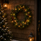Pre-Lit 24 in. Glistening Pine Christmas Wreath with Warm White LED Lights