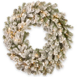 30IN Pre Lit Snowy Sheffield Spruce Wreath with Smart Twinkly LED Lights