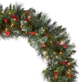 Pre-Lit 48 in. Wintry Pine Christmas Wreath with 200 Clear Lights, Plug-In Snow Dusted Holiday Door Decor
