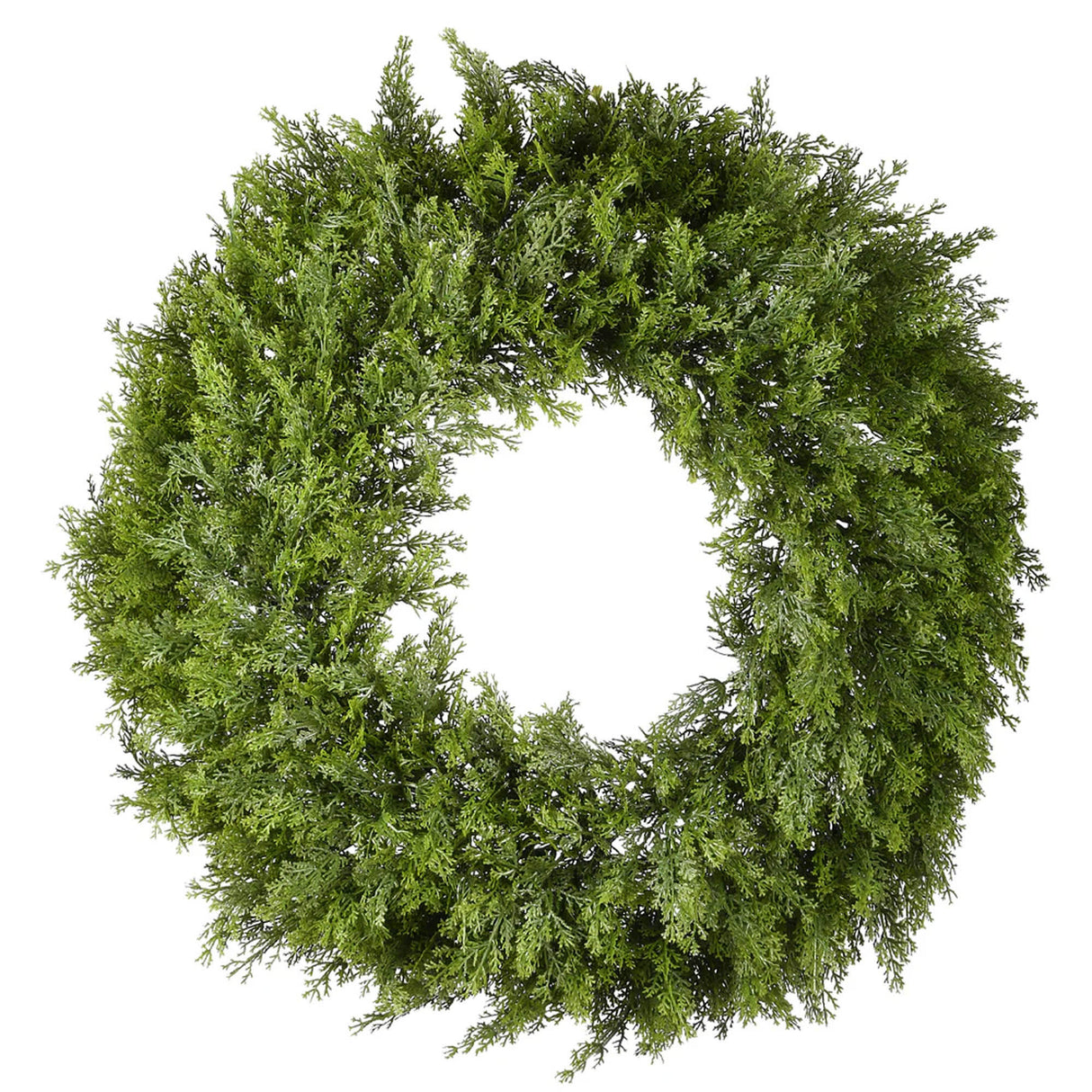 24 in. Arborvitae Artificial Green Wreath, Unlit Lifelike Evergreen Holiday Door & Wall Decoration