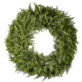 24 in. Arborvitae Artificial Green Wreath, Unlit Lifelike Evergreen Holiday Door & Wall Decoration