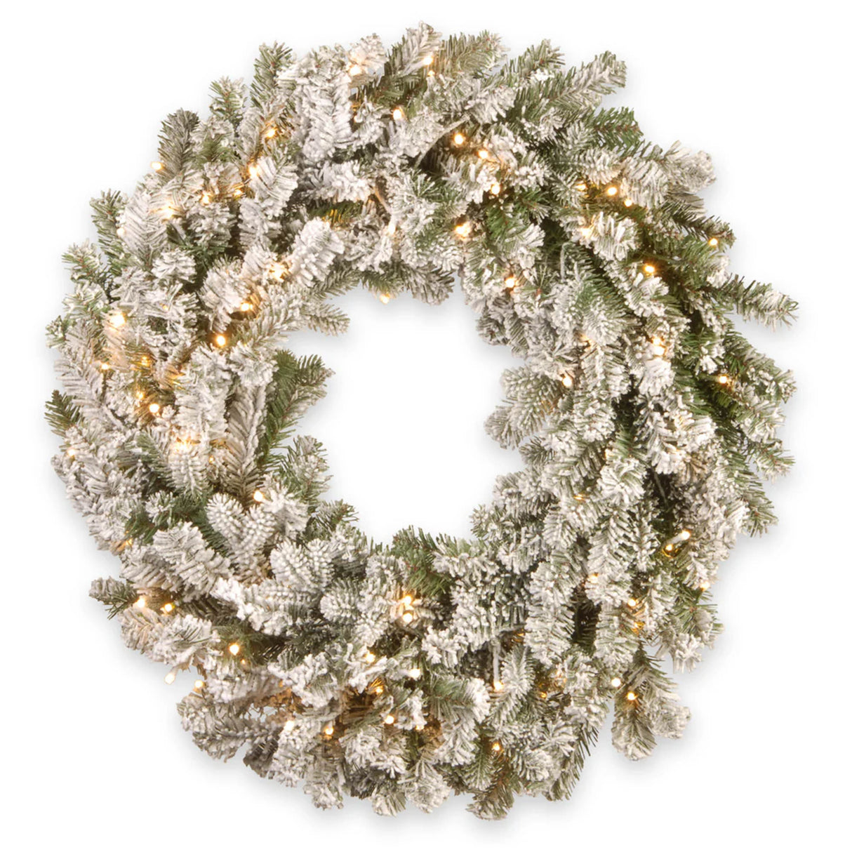 24IN Pre Lit Snowy Sheffield Spruce Wreath with Smart Twinkly LED Lights