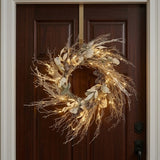 24IN Pre Lit Alpine Snow Lump Wreath with Warm White LED Lights & Remote