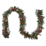 9FT Pre Lit Wintry Berry Garland with Clear Lights