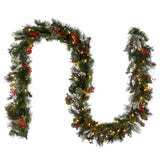 9FT Pre-Lit Wintry Pine Garland with Clear Lights