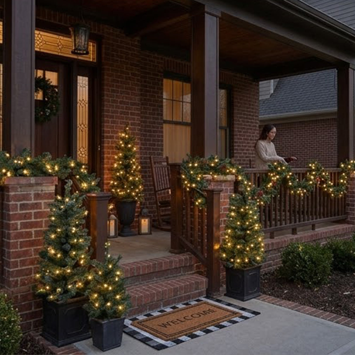 Pre-Lit Hydrangea Pine Garland with Warm White LED Lights, 9 Foot
