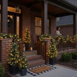 Pre-Lit Hydrangea Pine Garland with Warm White LED Lights, 9 Foot