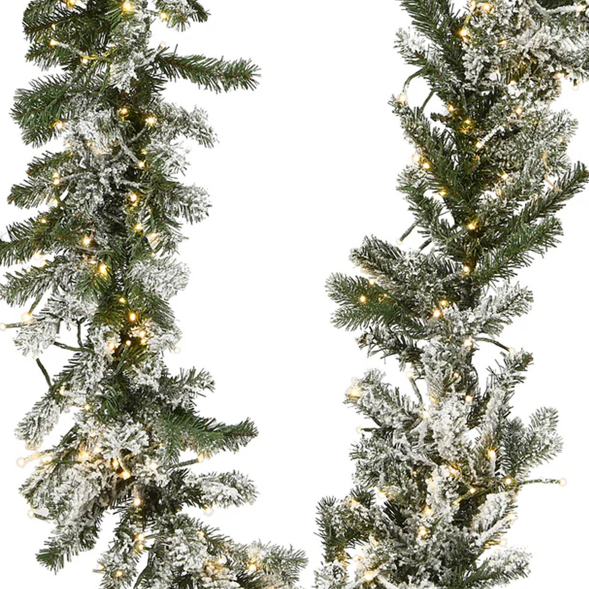 Pre-Lit Snowy Sheffield Spruce Garland with Dual Color LED Cosmic Lights, 9 Foot (Plug-In)