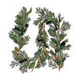 Pre-Lit Magnolia Mix Pine Garland with Red LED Lights, 9 Foot