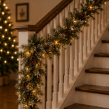 Pre-Lit Glittery Bristle Pine Garland with Warm White LED Lights, 6 Foot