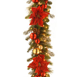 Pre-Lit Decorative Collection Holiday Garland with Clear Lights, 9 Foot (Plug-In)