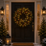 Pre-Lit Crestwood Spruce Wreath with Clear Lights, 36 Inch (Plug-In)