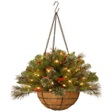 Pre-Lit Crestwood Spruce Hanging Basket with Warm White LED Lights, 20 Inch