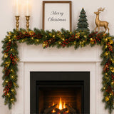 Pre-Lit Classical Collection Garland with Clear Lights and Holly Leaves, 9 Foot
