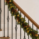 Pre-Lit Classical Collection Garland with Clear Lights and Holly Leaves, 9 Foot