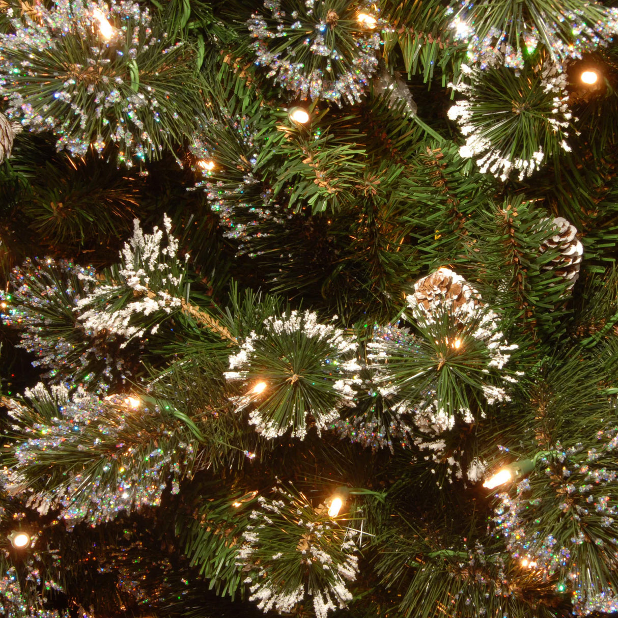 Pre-Lit Glittery Pine Garland with Clear Lights, 9 Foot