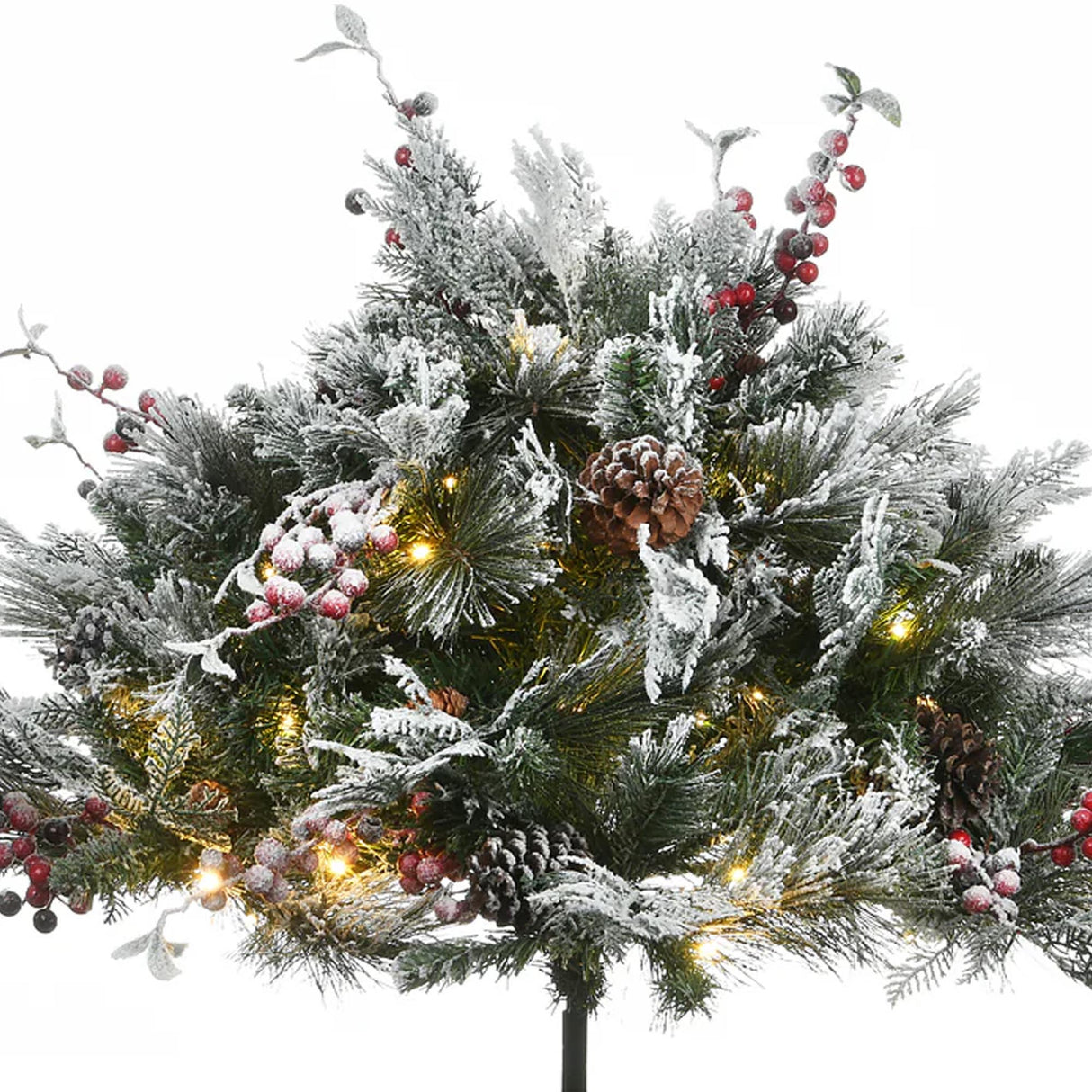 Pre-Lit Snowy Bedford Urn Filler with Warm White LED Lights, 22 Inch