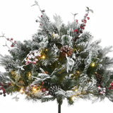 Pre-Lit Snowy Bedford Urn Filler with Warm White LED Lights, 22 Inch