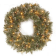 Pre-Lit Glittery Bristle Pine Wreath with Twinkly Smart LED Lights, 24 Inch