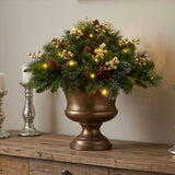 Crestwood Gold Spruce Urn Filler with Warm White LED Lights, 18 Inch