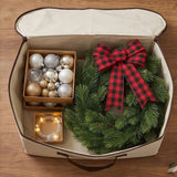 Mixed Pine Christmas Teardrop Swag with Plaid Bow, 30 Inch Door Decor