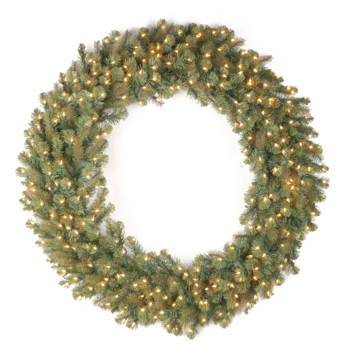 Pre-Lit Downswept Douglas Fir Christmas Wreath with Warm White LED Lights, 48 Inch