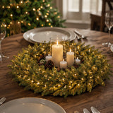 42in Pre-Lit Downswept Douglas Fir Christmas Wreath with Warm White LED Lights